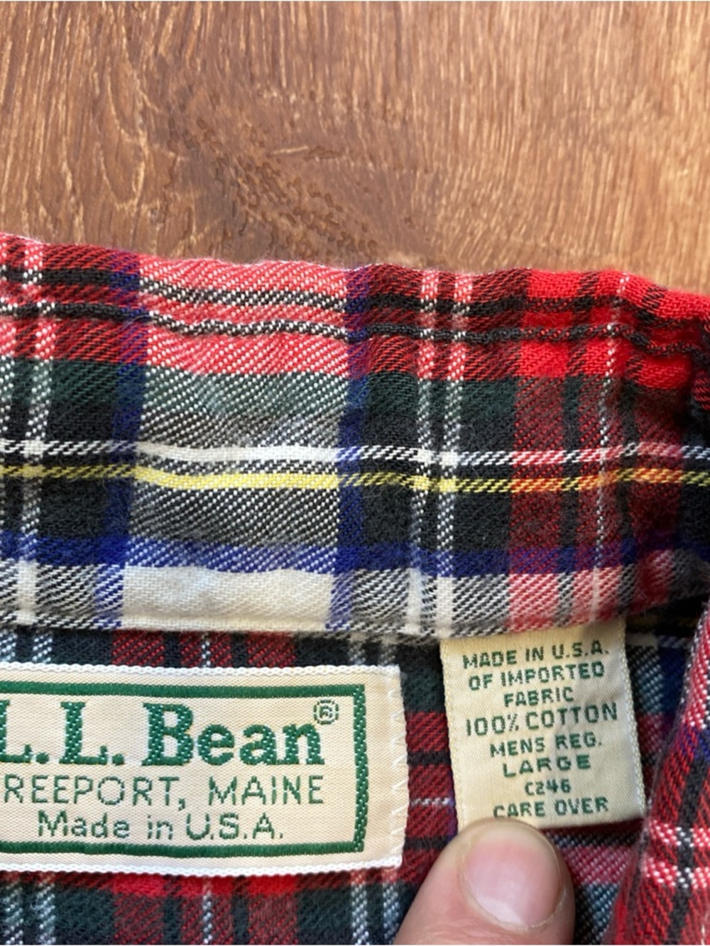 Vintage L.L. Bean Flannel Shirt Mens Large Red Plaid Regular Fit Made in USA 90s - Picture 7 of 9